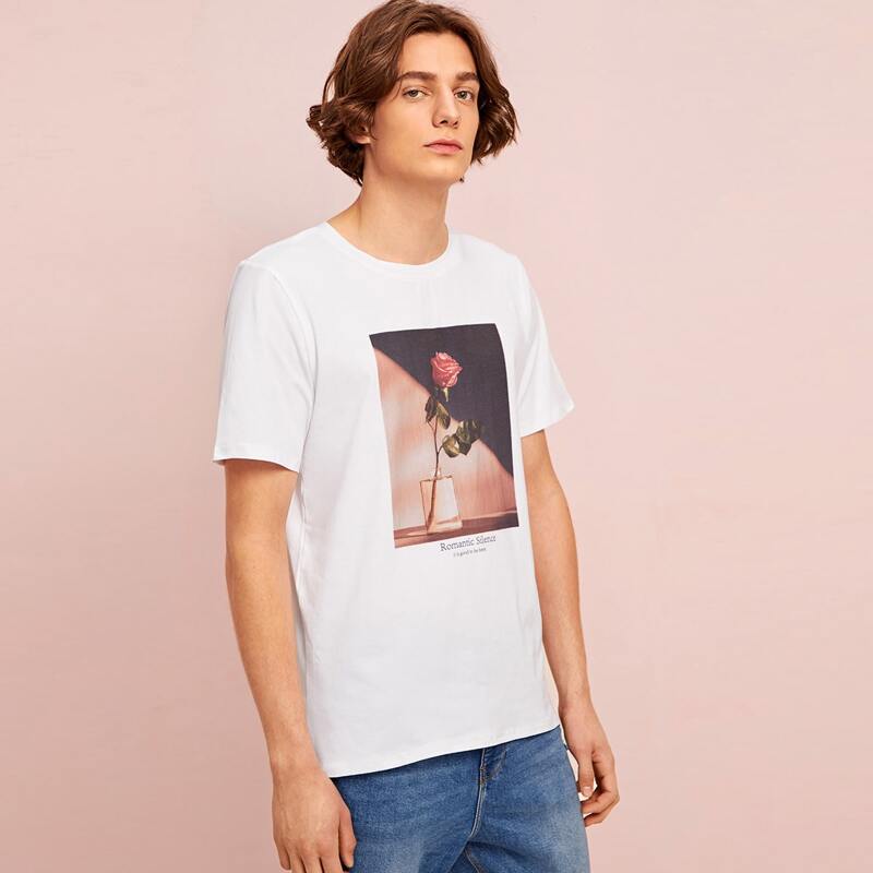 

Guys Rose Graphic White Tee