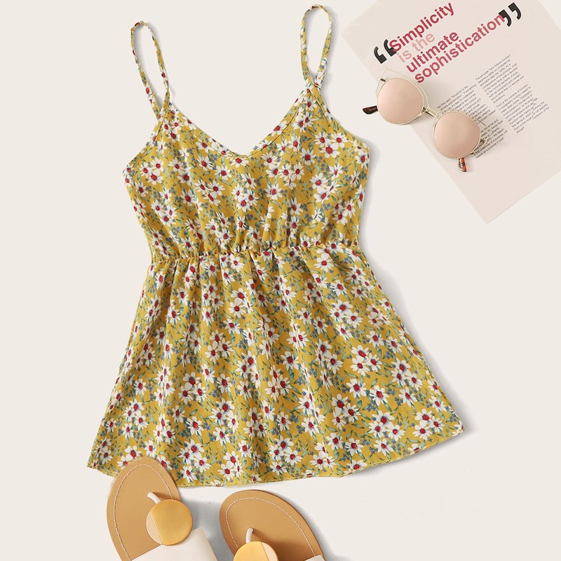 

Floral Chiffon Peplum Cami Top, Multicolor