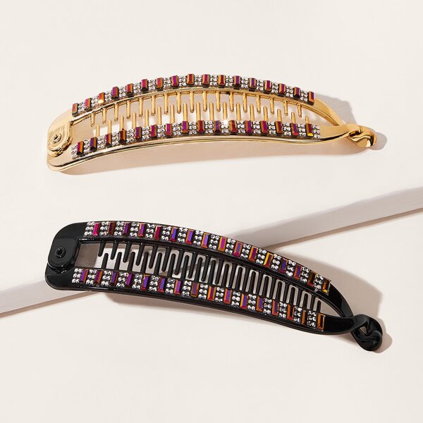 

2pcs Rhinestone Engraved Hair Clip