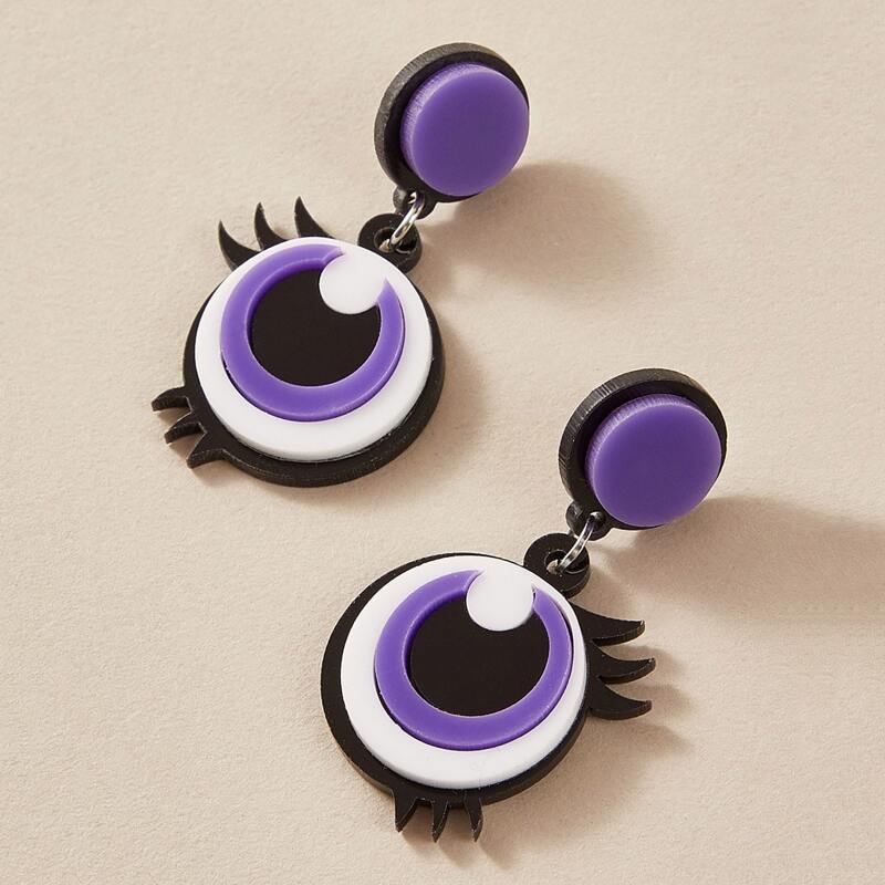 

1pair Eye Drop Earrings, Multicolor