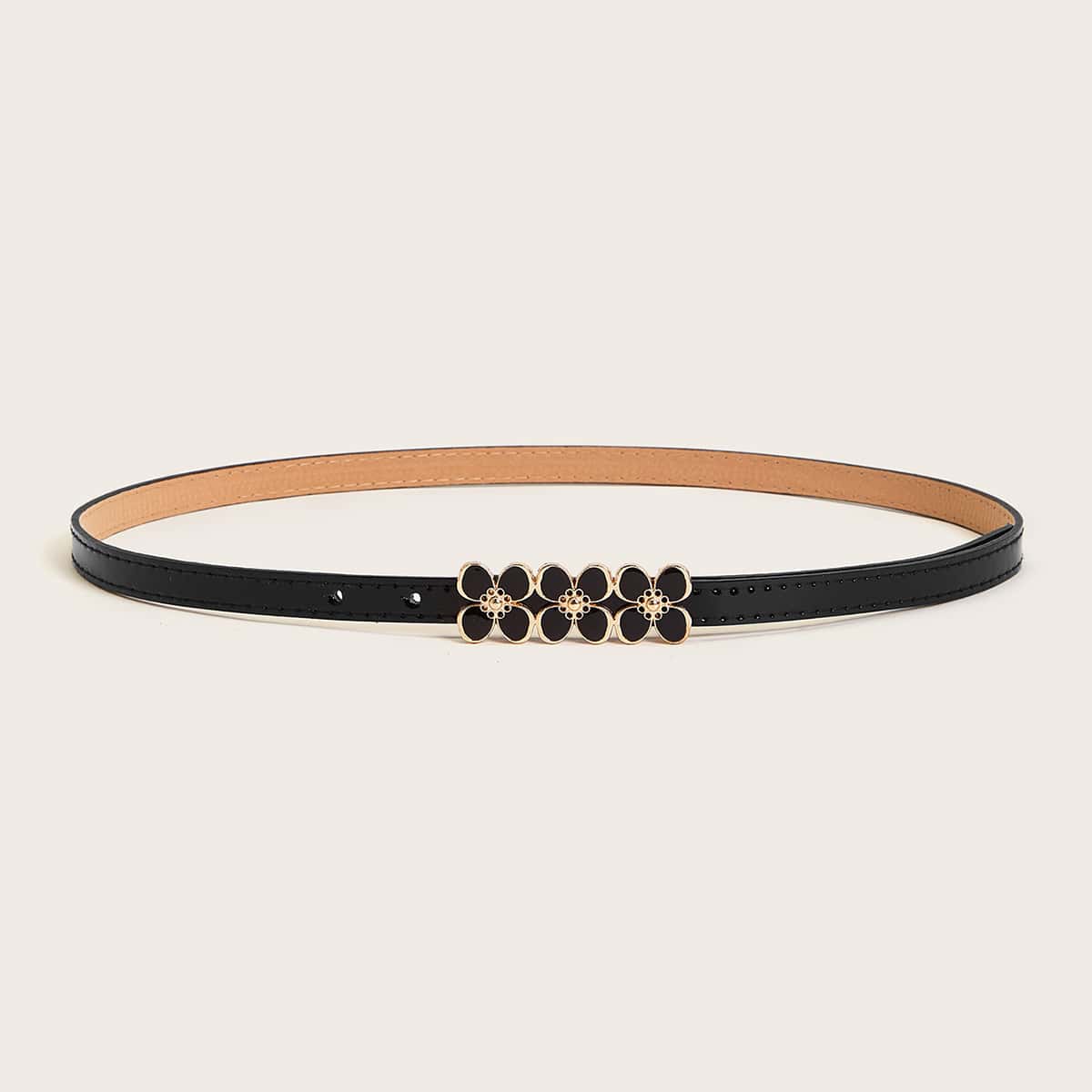 

Flower Buckle Belt, Black