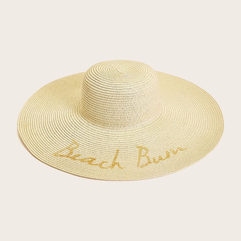 

Wide Brim Straw Hat, Beige