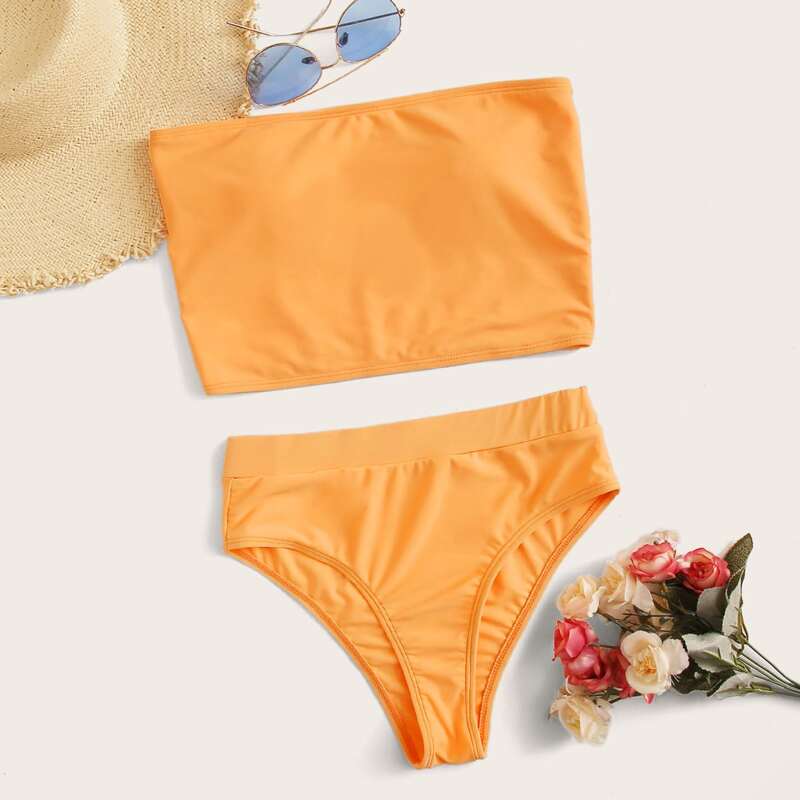

Bandeau High Waisted Bikini Swimsuit, Orange