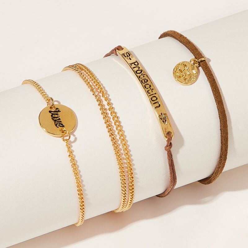 

4pcs Disc Decor Bracelet, Multicolor