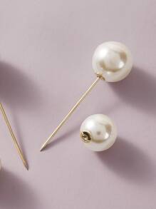 2pcs Faux Pearl Decor Brooch - White - View 3