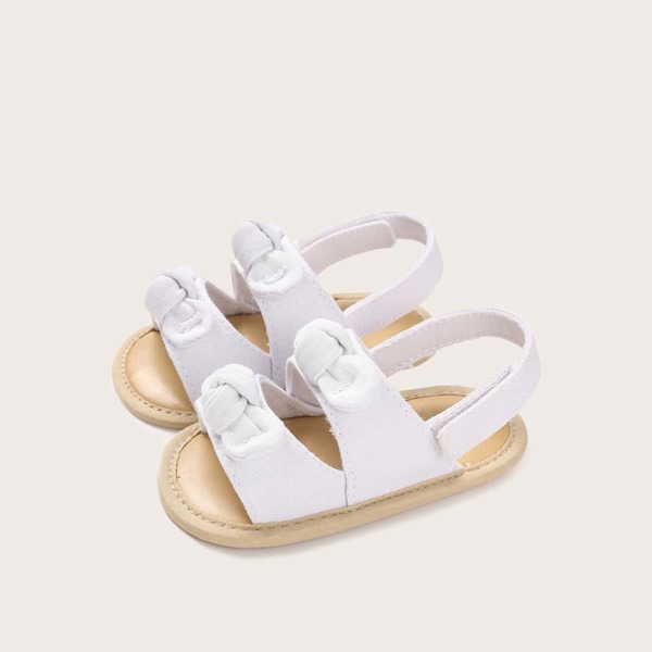

Baby Girl Bow Decor Velcro Strap Sandals, White