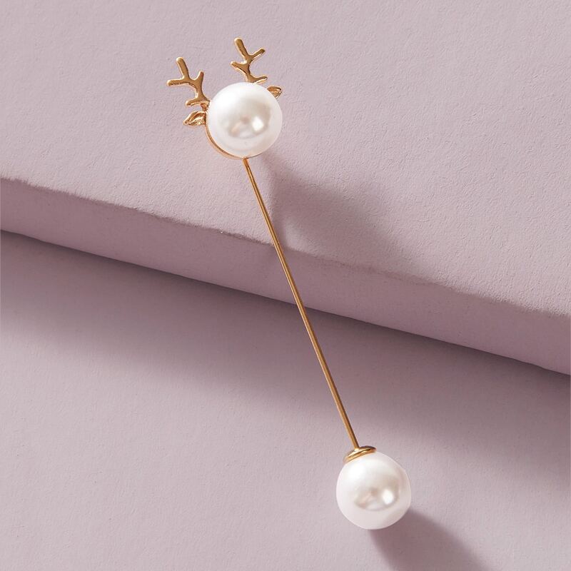 

1pc Faux Pearl Decor Brooch, White