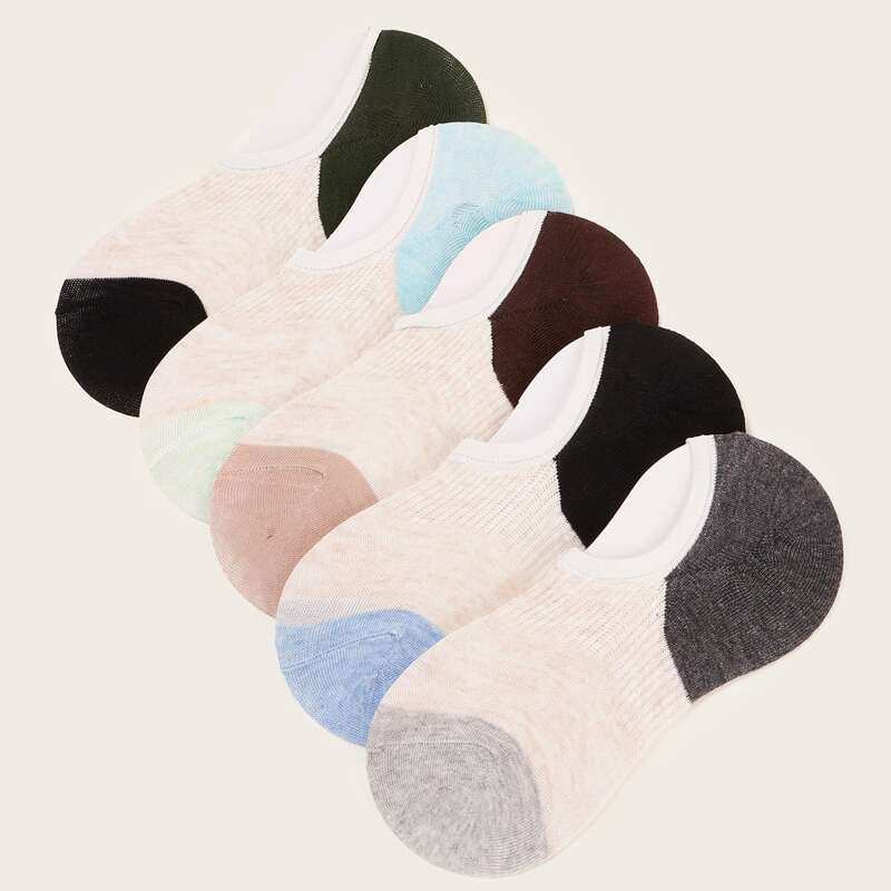 

5pairs Color Block Ankle Socks, Multicolor