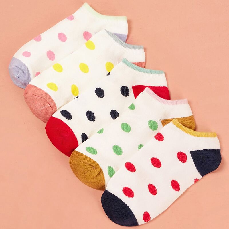 

5pairs Polka Dot Pattern Ankle Socks, Multicolor