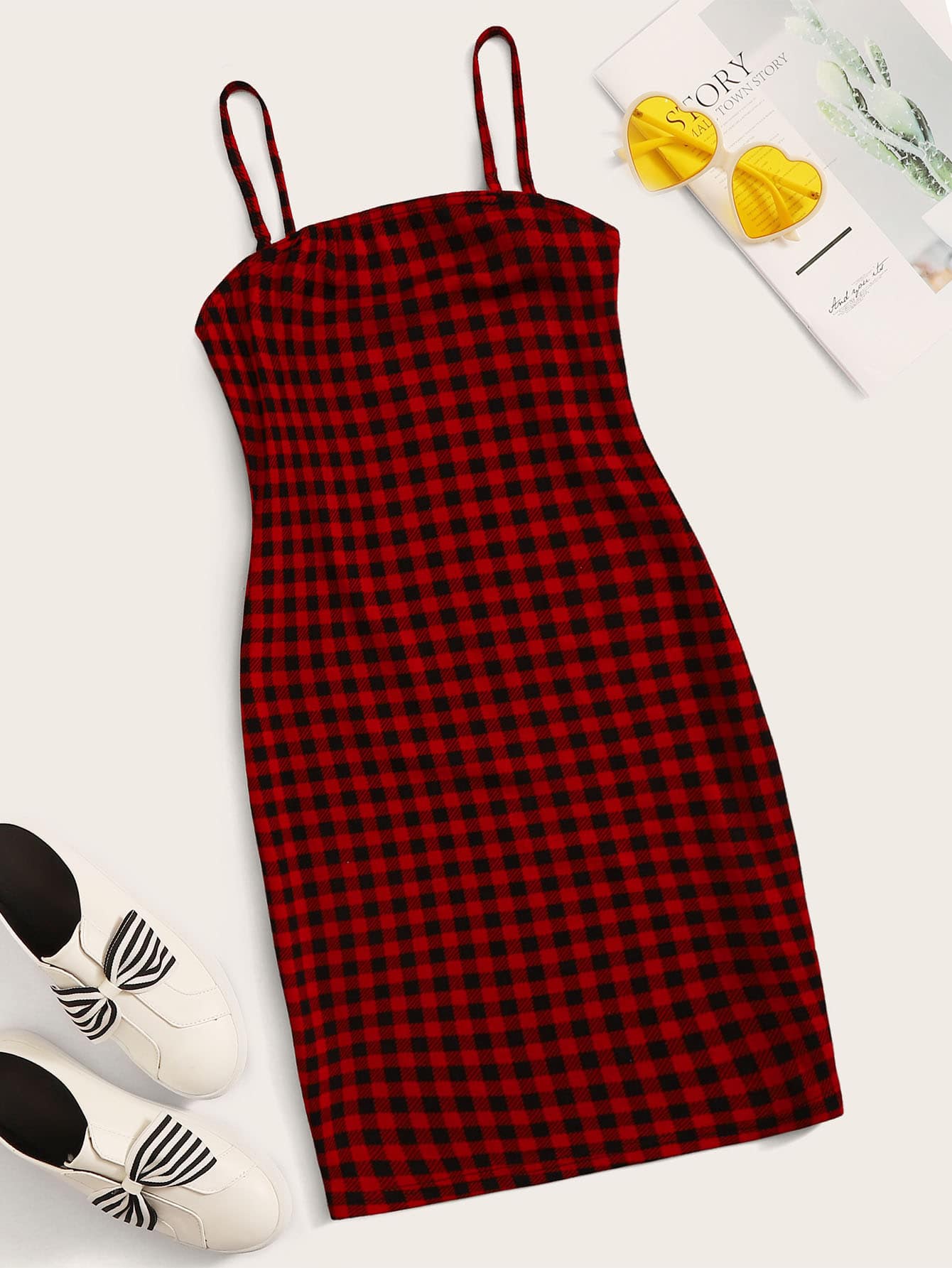 SHEIN Vestido slip de cuadros | Moda de Mujer | SHEIN México
