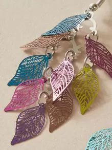 1pair Layered Leaf Drop Earrings - Multicolor - View 4
