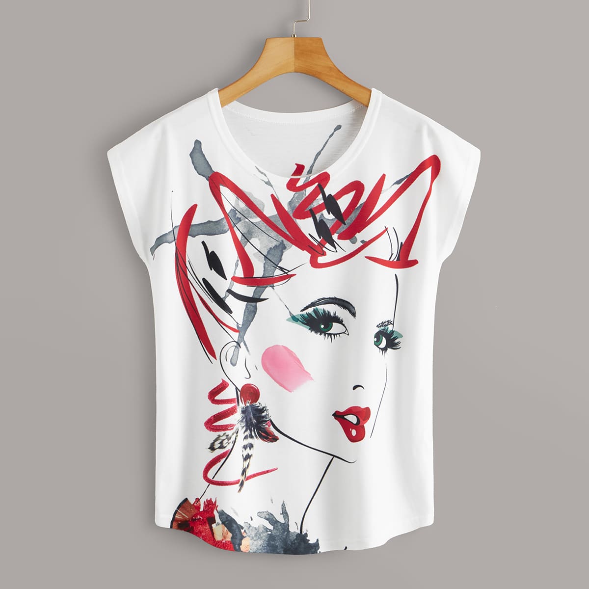 

Woman Sketch Graphic Tee, White