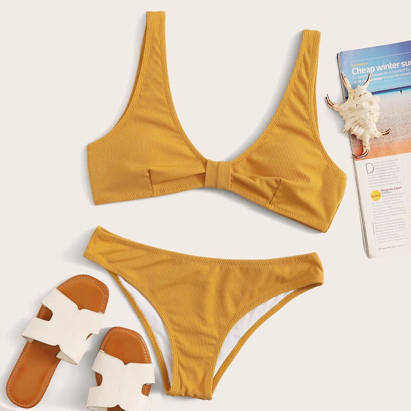 

Rib Top With Panty Bikini Set, Yellow