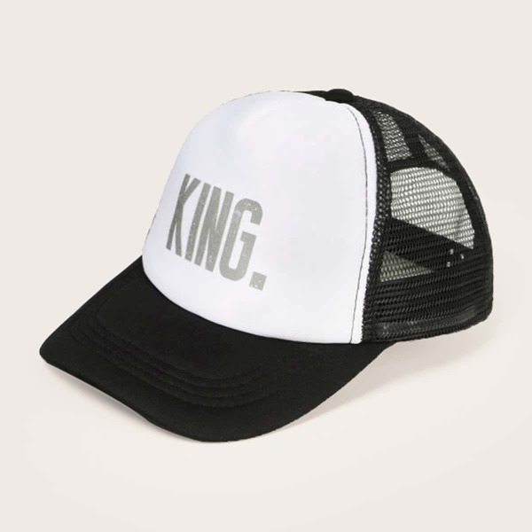 

Boys Letter Graphic Mesh Baseball Cap, Black and white