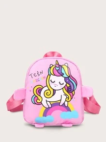 Girls Unicorn & Rainbow Graphic Backpack - Pink - View 1