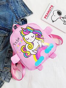 Girls Unicorn & Rainbow Graphic Backpack - Pink - View 2