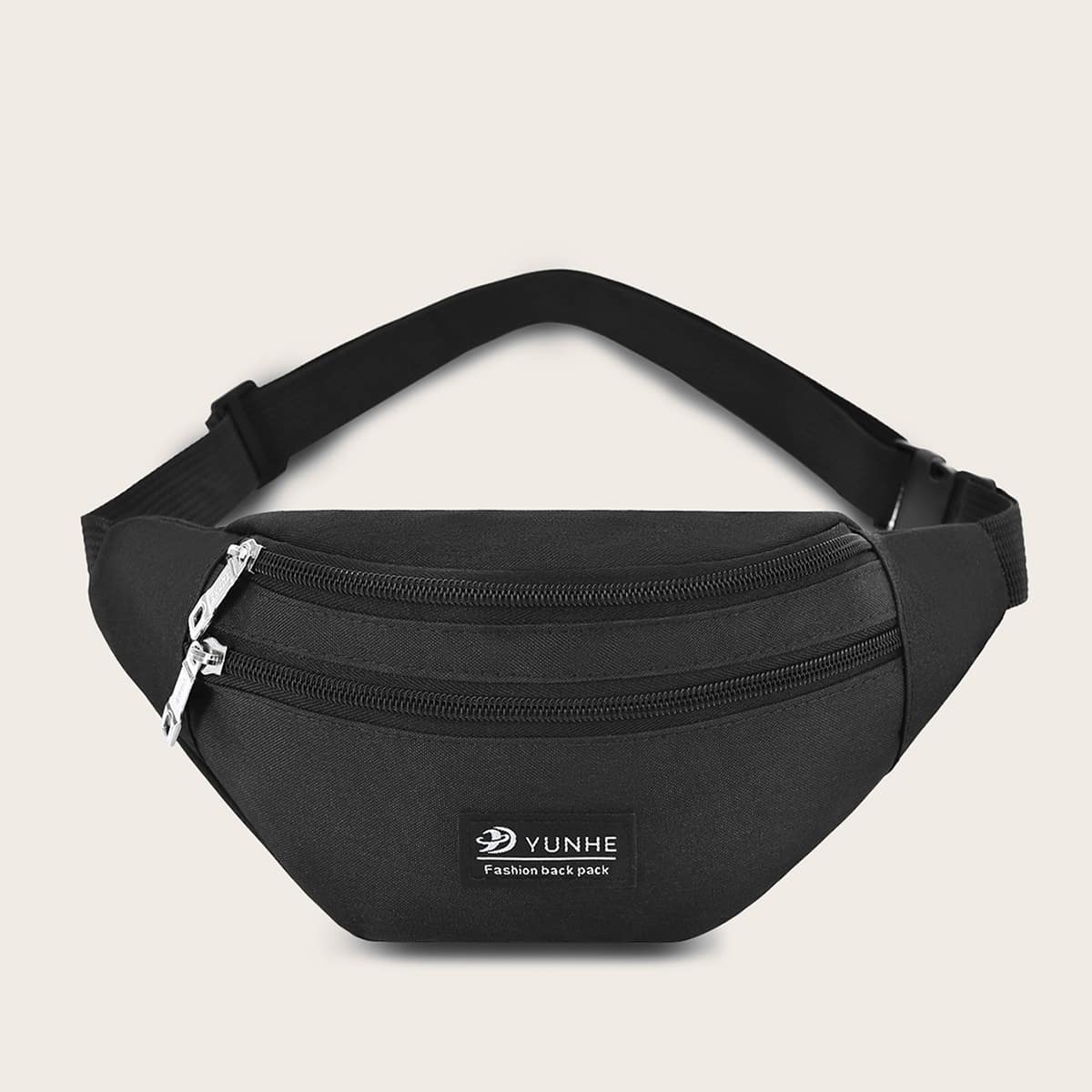 

Guys Letter Patch Decor Fanny Pack, Black