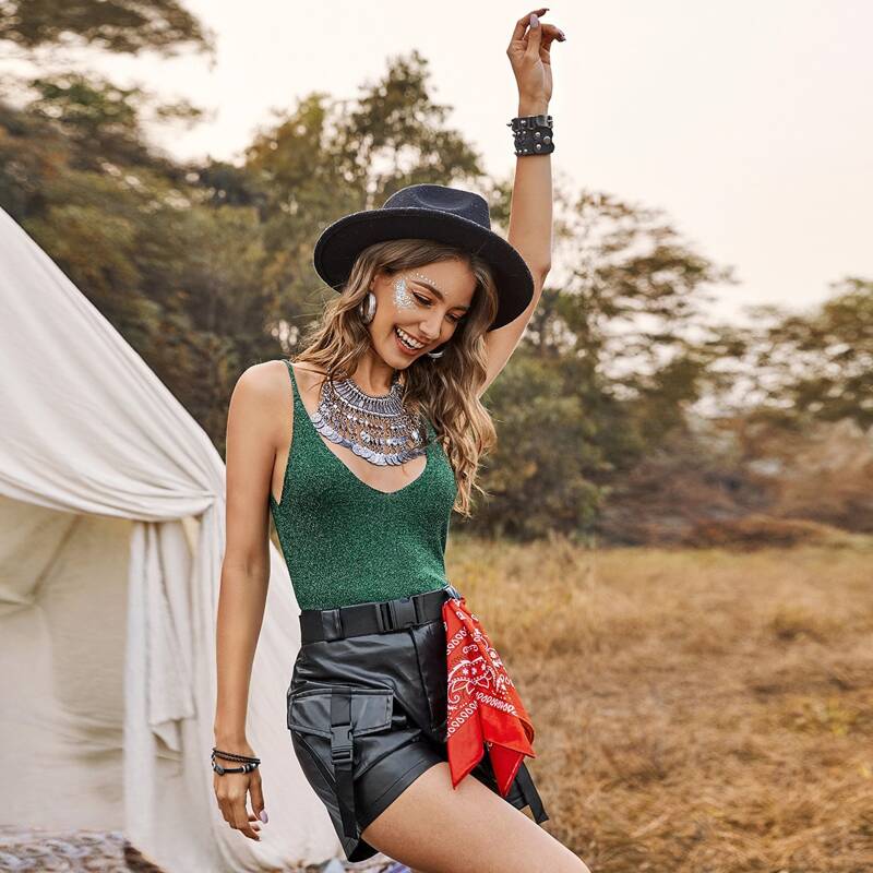 

Tinsel Knit Cami Top, Green