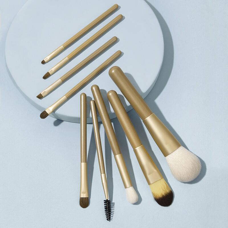 

9pcs Duo-fiber Makeup Brush Set, Gold