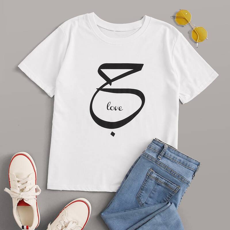 

Letter Graphic Short Sleeve Tee, White