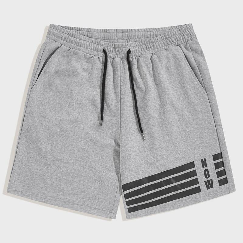 

Guys Striped & Letter Graphic Athletic Shorts, Grey
