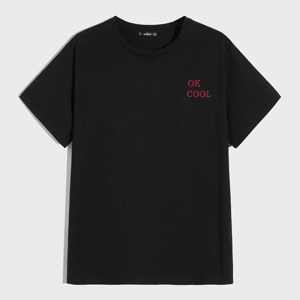 

Guys Slogan Embroidered Tee, Black