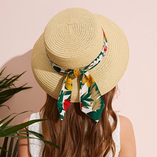 

Toddler Girls Bow Knot Decor Straw Hat, Khaki