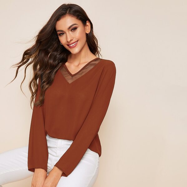 

Mesh Insert Solid Top, Brown