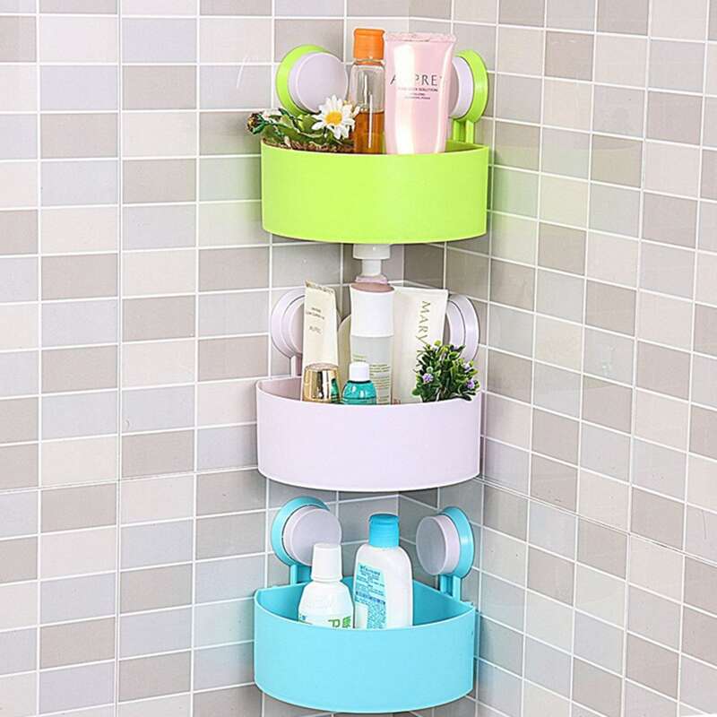 

1pc Sector Shaped Bathroom Storage Rack, Multicolor