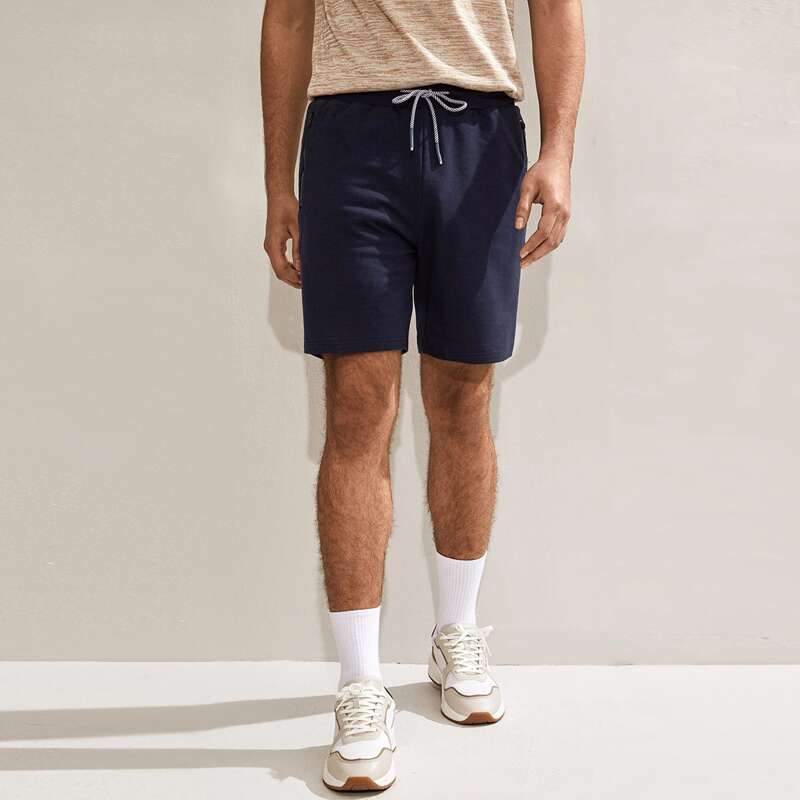 

Guys Drawstring Waist Zip Side Track Shorts, Navy