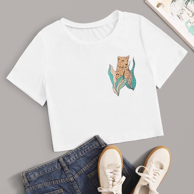 

Cheetah Graphic White Tee