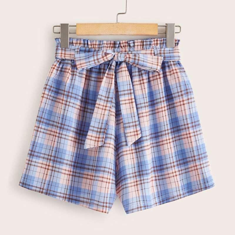 

Self Tie Plaid Shorts, Multicolor