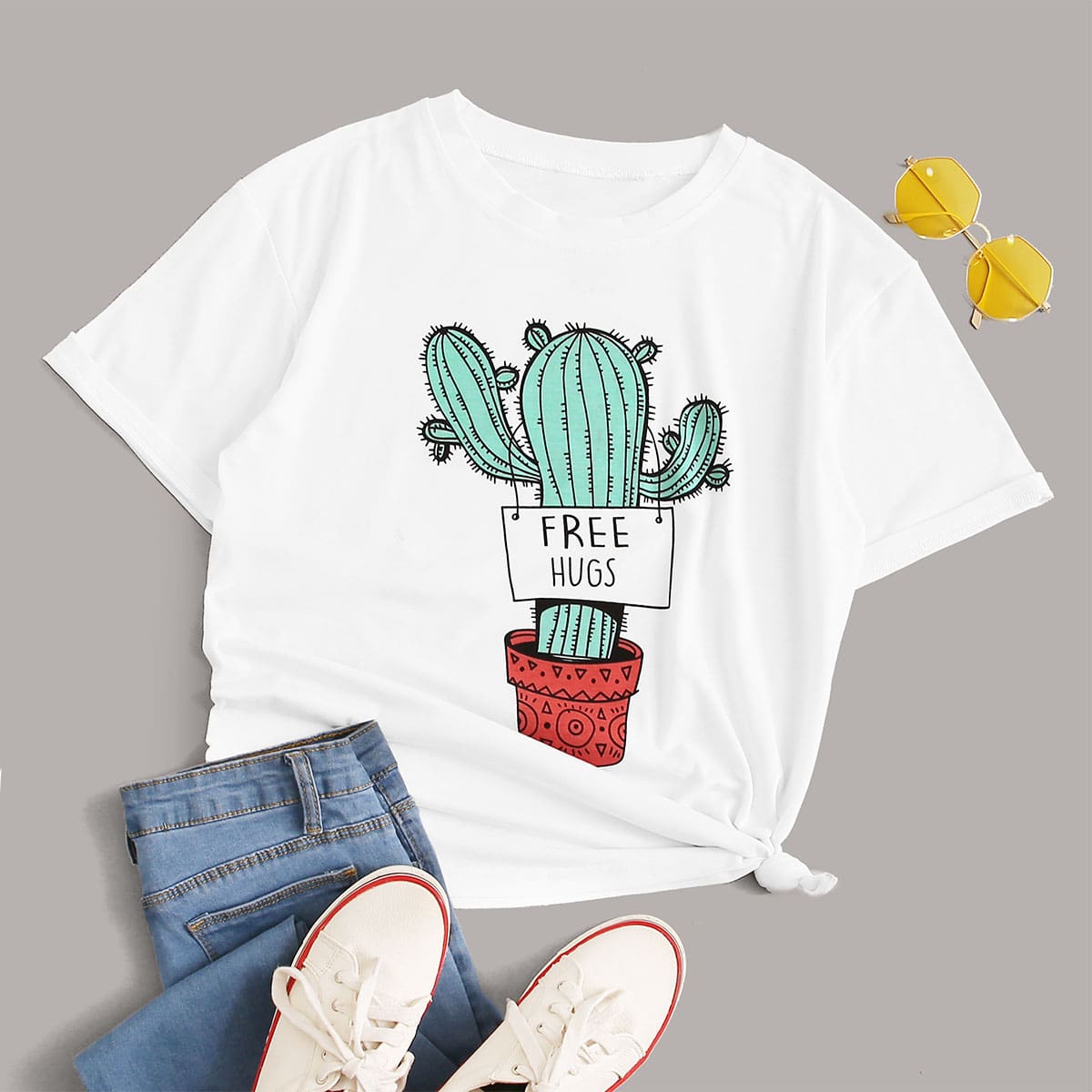 

Cartoon Graphic White Tee