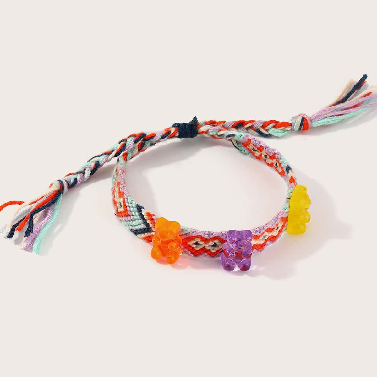 

1pc Bear Decor Braided Bracelet, Multicolor
