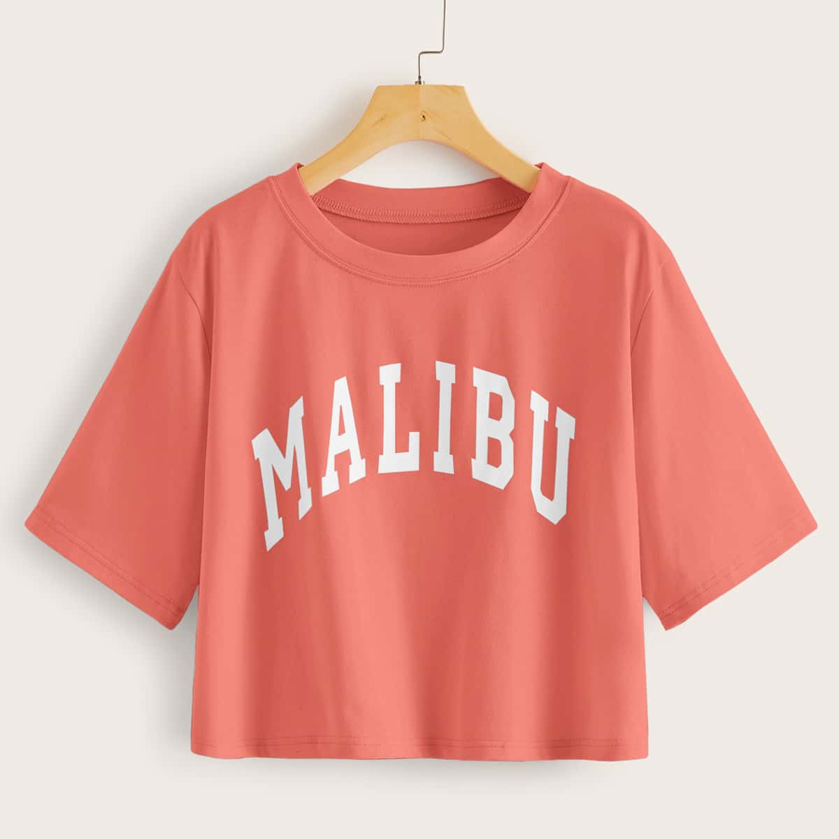 

Letter Graphic Crop Top, Red