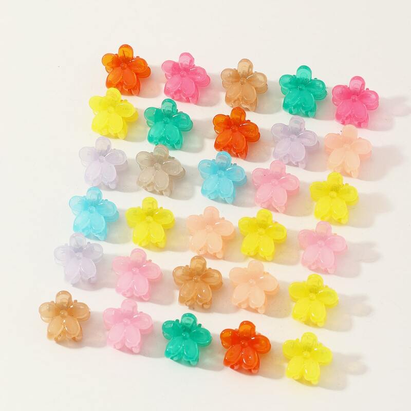 

30pcs Random Color Flower Shaped Hair Claw, Multicolor