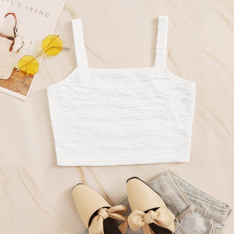 

Lettuce Trim Crop Cami Top, White