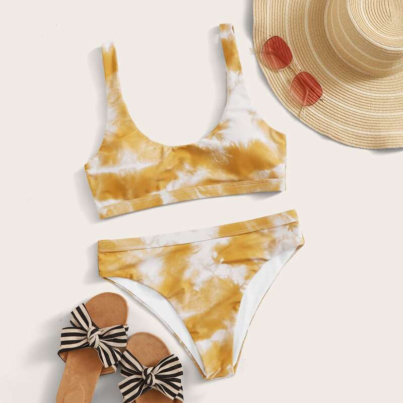 

Tie Dye Scoop Bikini Swimsuit, Multicolor