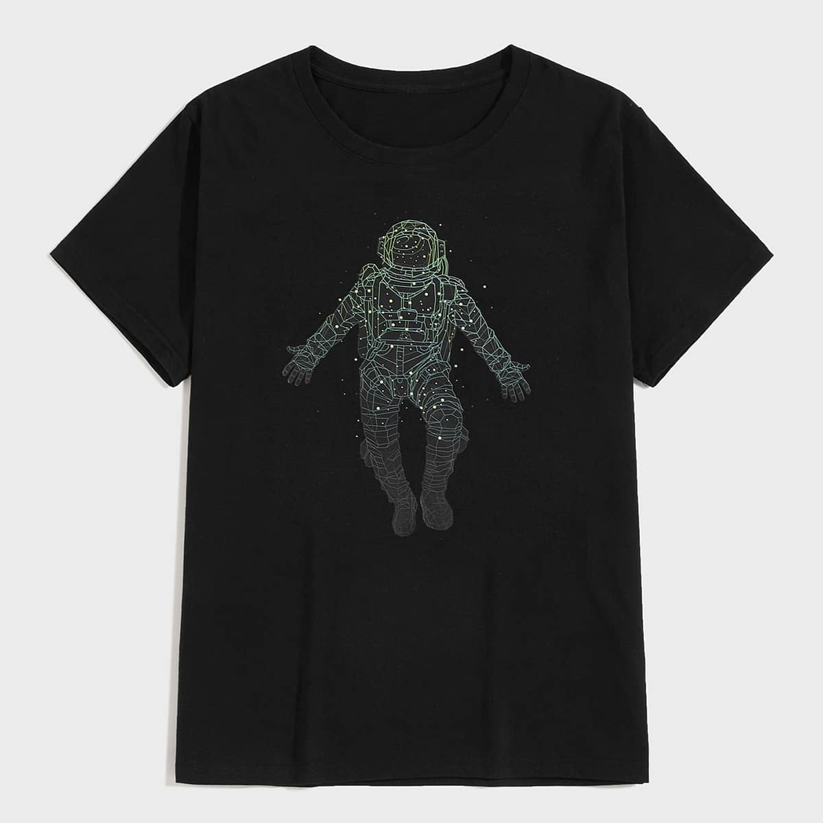 

Guys Astronaut Print Short Sleeve Tee, Black