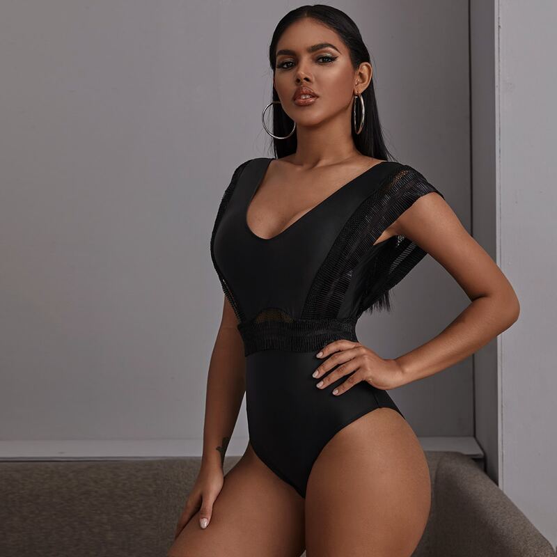 

Ruched One Piece Swimwear, Black