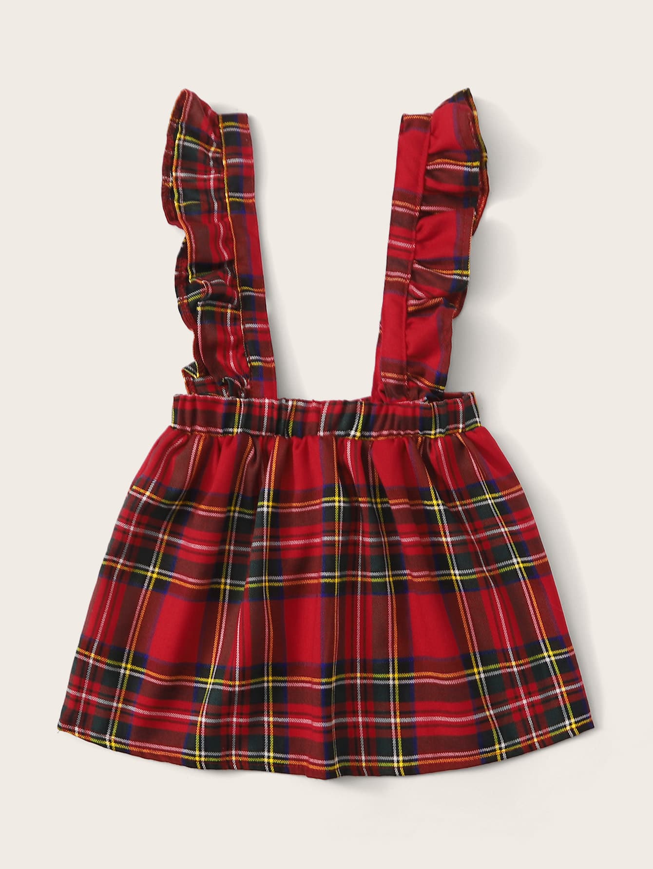 toddler girls ruffle trim tartan suspender skirt | shein usa