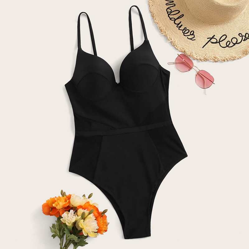 

Underwired One Piece Swimsuit, Black