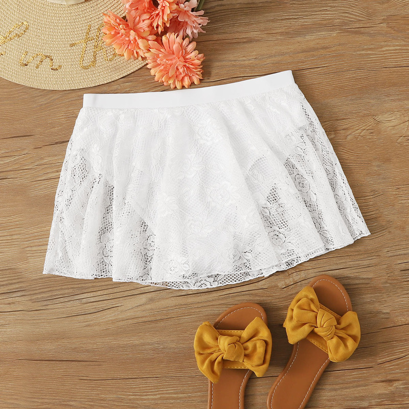 

Contrast Lace Bikini Skirt, White