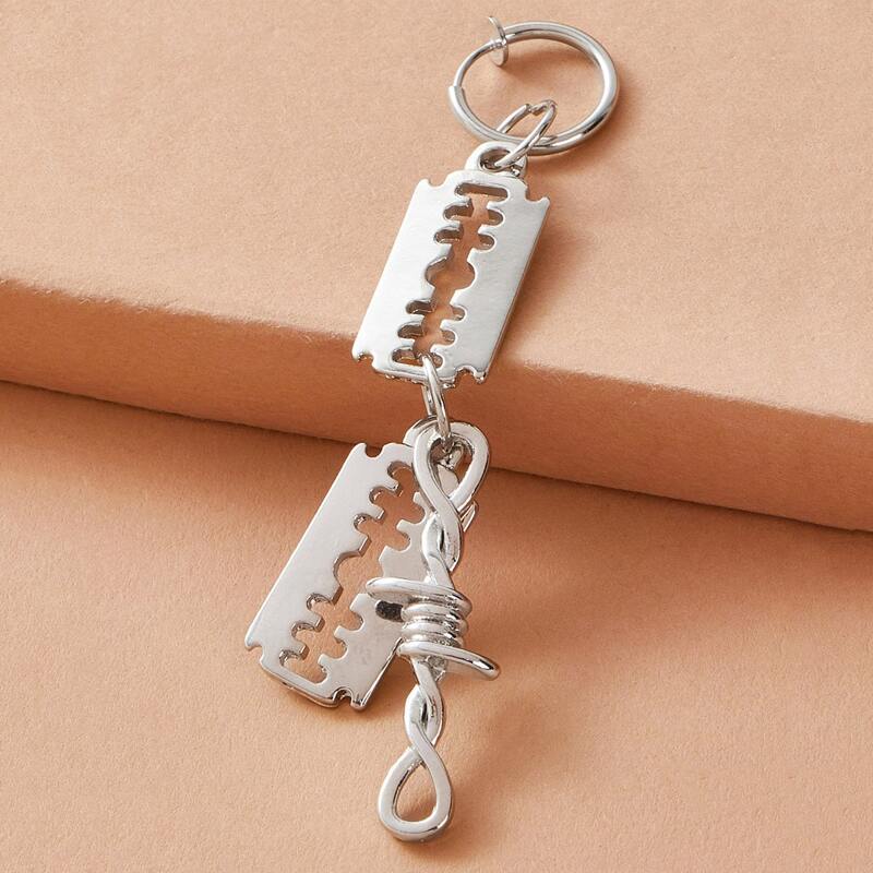 

1pc Geometric & Knot Drop Earring, Silver