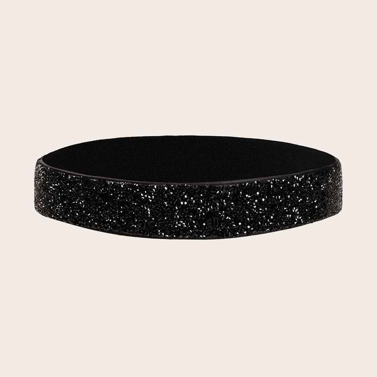 

Rhinestone Engraved Belt, Black