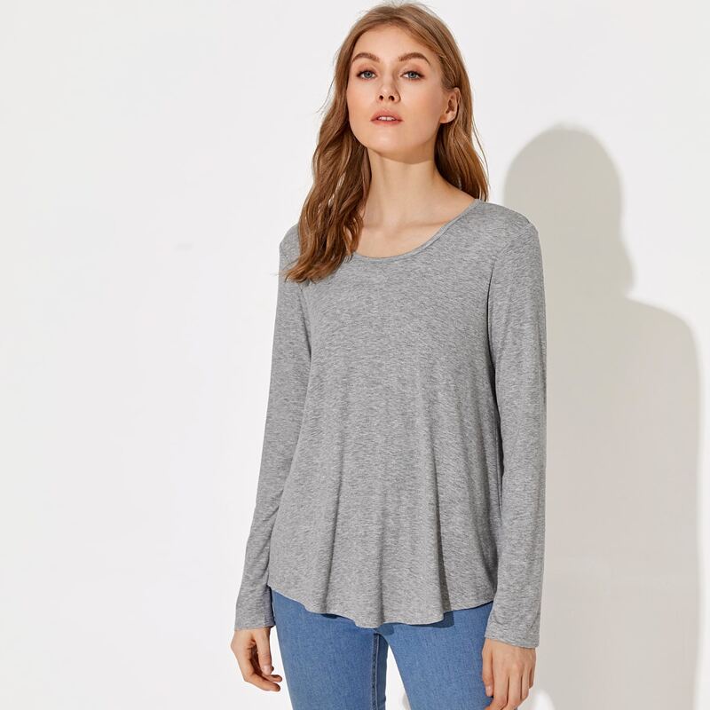 

Premium Round Neck Marled Tee, Grey