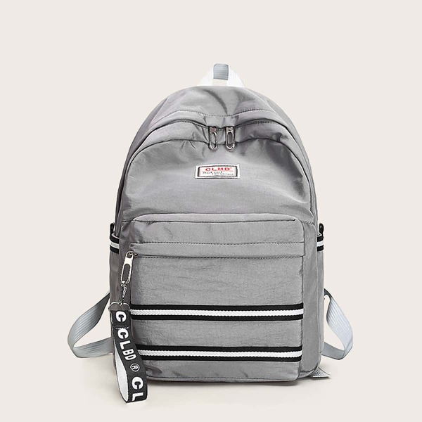 

Рюкзак с текстовой заплатой и карманом, Серые
