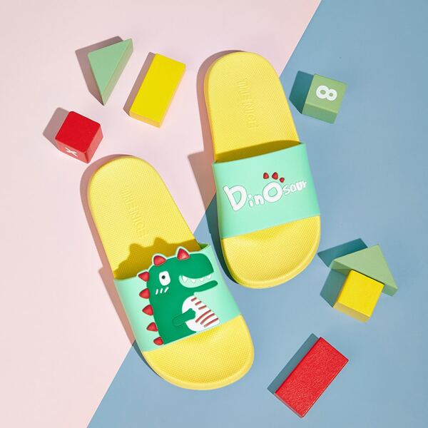 

Boys Dinosaur Graphic Open Toe Sliders, Green