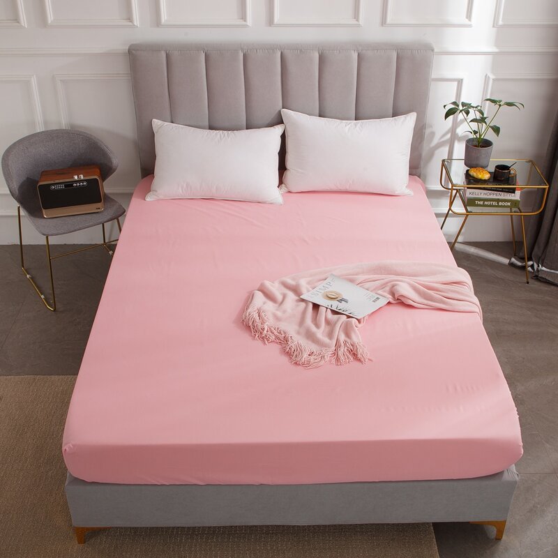 

Solid Color Fitted Sheet Set Without Filler, Pink