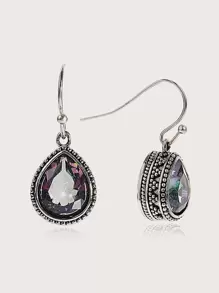 1pair Vintage Waterdrop Earrings - Silver - View 2